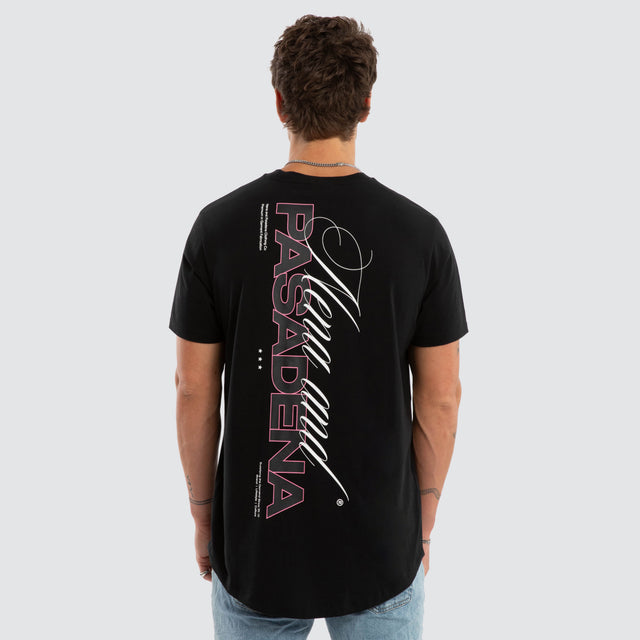 Model wears Crimson Dual Curved Tee Jet Black T-Shirts Black – image 2