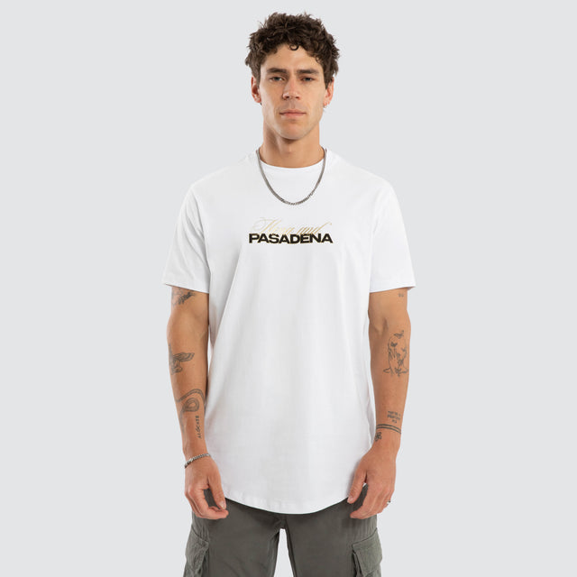 Model wears Zenovar Dual Curved Tee Optical White T-Shirts White – image 2