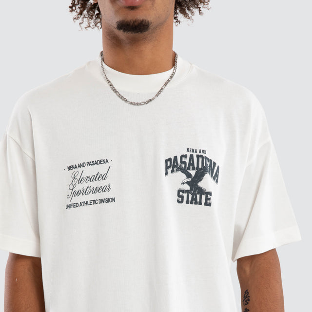 Model wears Semillon Raptor Tee Natural White T-Shirts White – image 3
