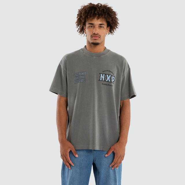 Model wears Mistal Raptor Tee Pigment Steel T-Shirts Grey – image 2