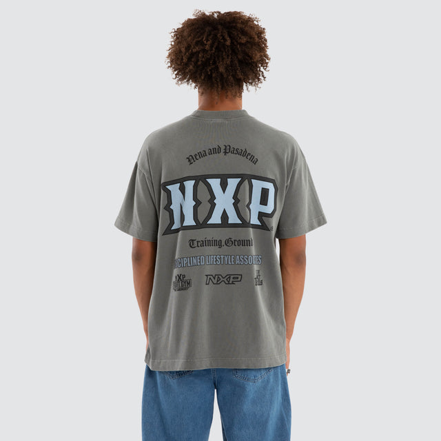 Model wears Mistal Raptor Tee Pigment Steel T-Shirts Grey – image 1