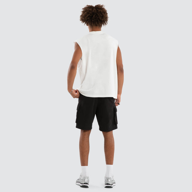 Model wears Stables Mechanic Muscle Natural White Muscle Tees White – image 5