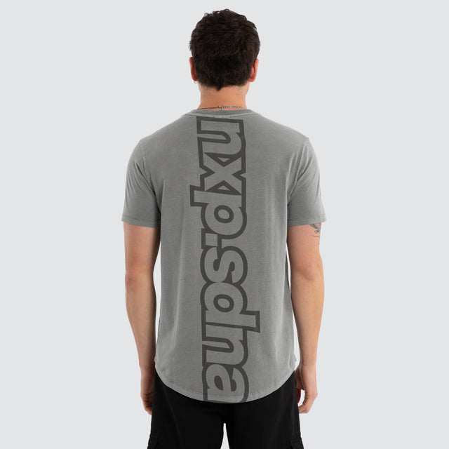 Model wears Vyrnex Dual Curved Tee Pigment Frost Grey T-Shirts Grey – image 1