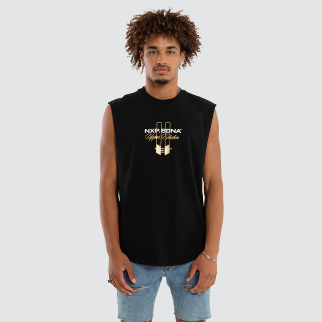 Model wears Kavros Dual Curve Muscle Jet Black Muscle Tees Black – image 1
