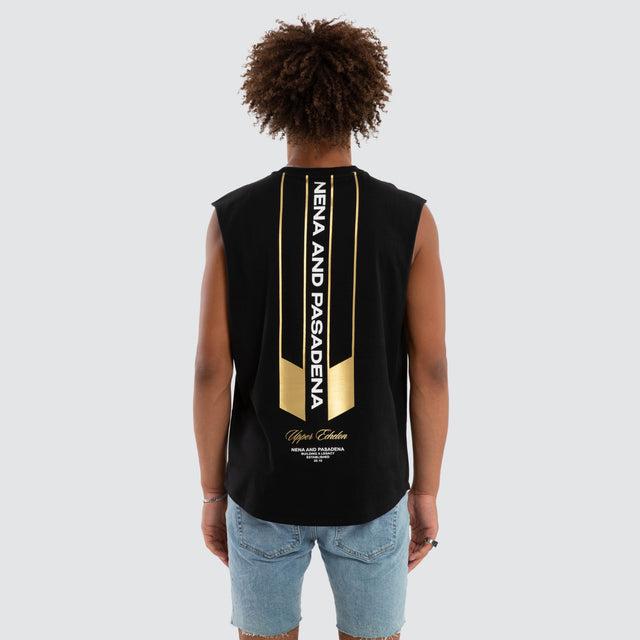 Model wears Kavros Dual Curve Muscle Jet Black Muscle Tees Black – image 2