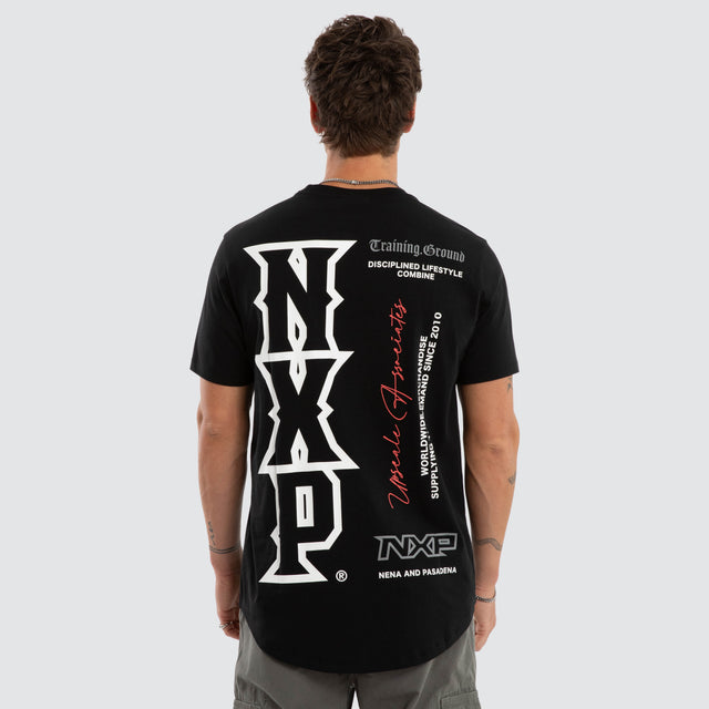 Model wears Koralyx Dual Curved Tee Jet Black T-Shirts Black – image 2