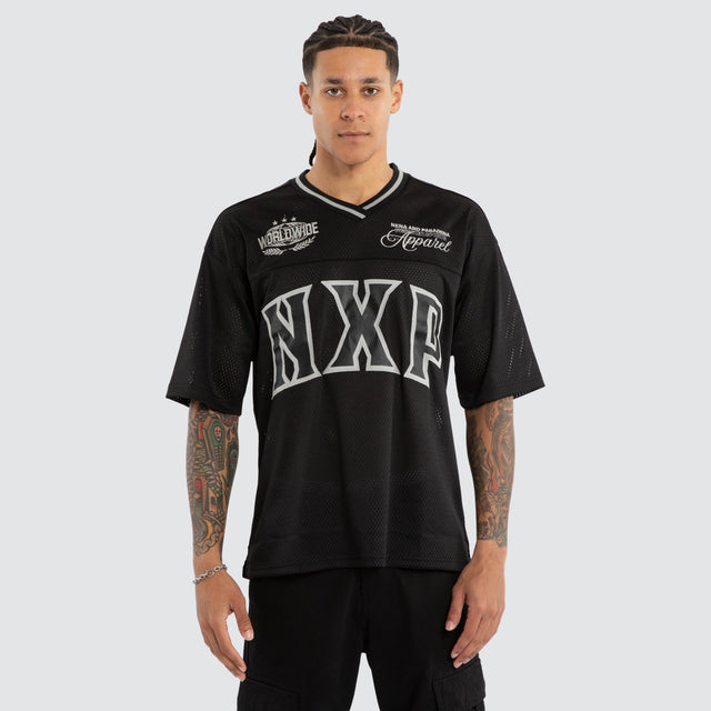 Model wears Jacob Football Jersey Jet Black Jerseys Black – image 1