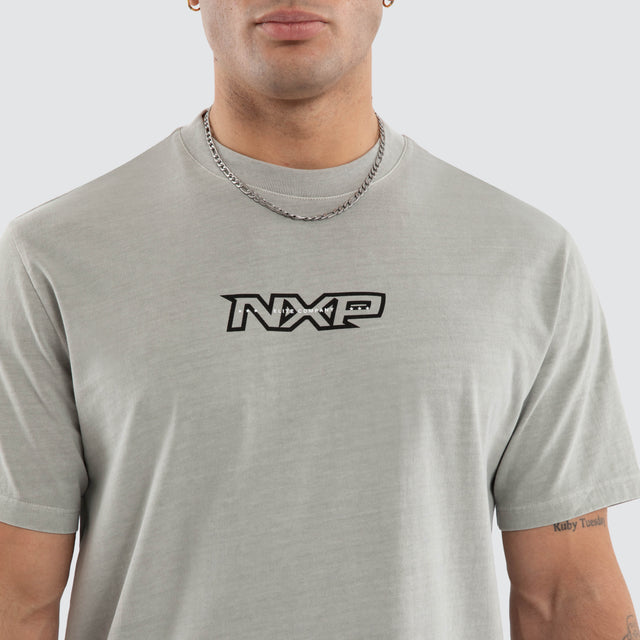 Model wears Ebon Classic Tee Grey T-Shirts in Grey - Image 3