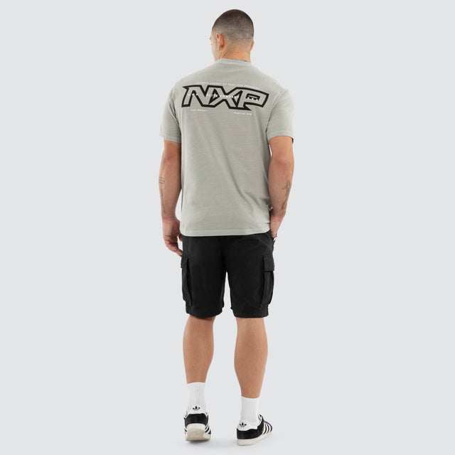 Model wears Ebon Classic Tee Grey T-Shirts in Grey - Image 4