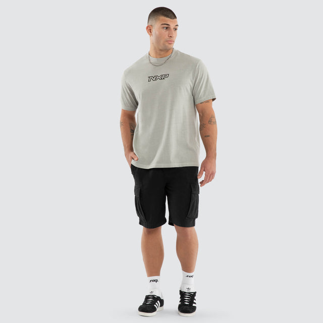 Model wears Ebon Classic Tee Grey T-Shirts in Grey - Image 5