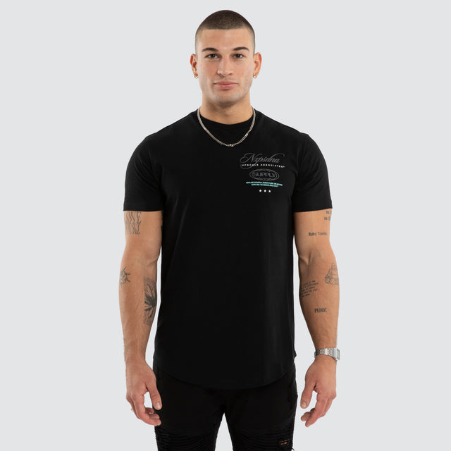Model wears Blackreach Curved Tee Black T-Shirts in Black - Image 2