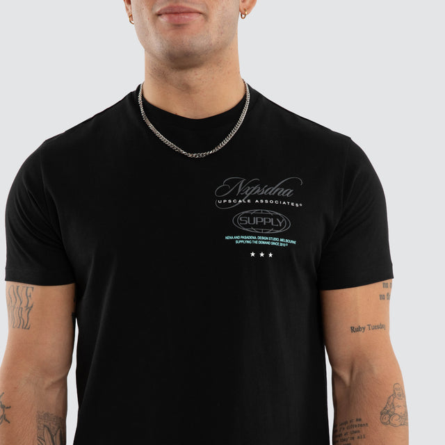 Model wears Blackreach Curved Tee Black T-Shirts in Black - Image 3