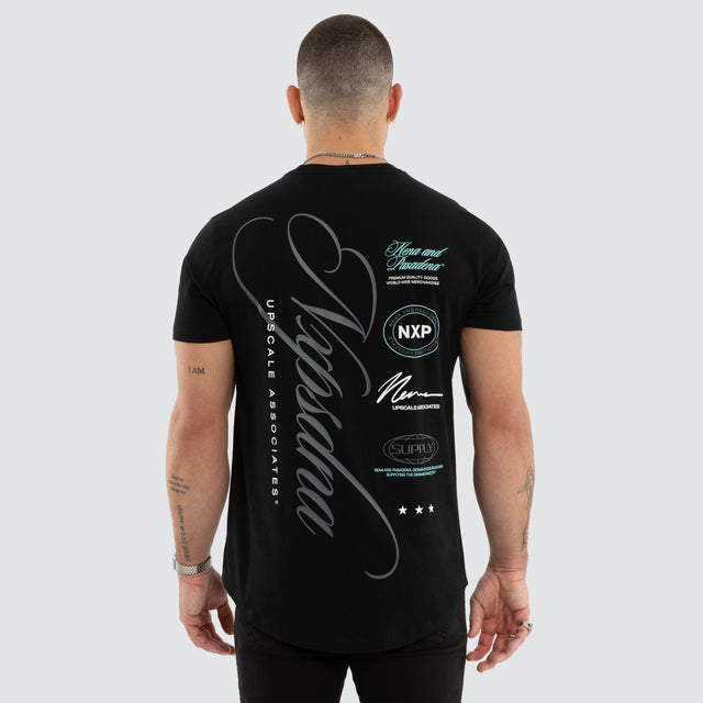 Model wears Blackreach Curved Tee Black T-Shirts in Black - Image 1