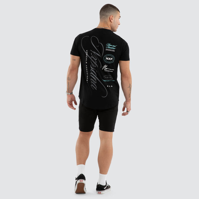 Model wears Blackreach Curved Tee Black T-Shirts in Black - Image 4
