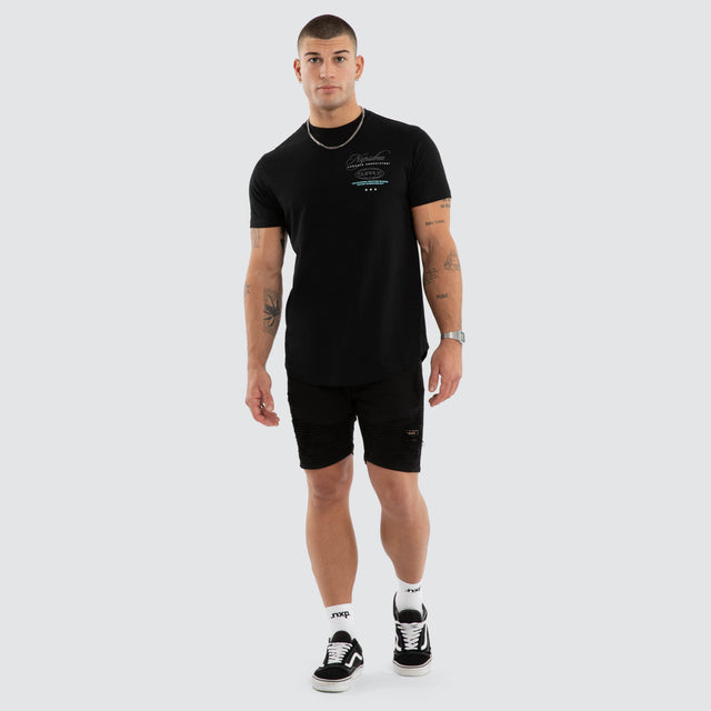 Model wears Blackreach Curved Tee Black T-Shirts in Black - Image 5
