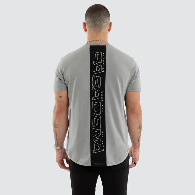 Model wears Dawnrise Curved Tee Grey T-Shirts in Grey - Image 2