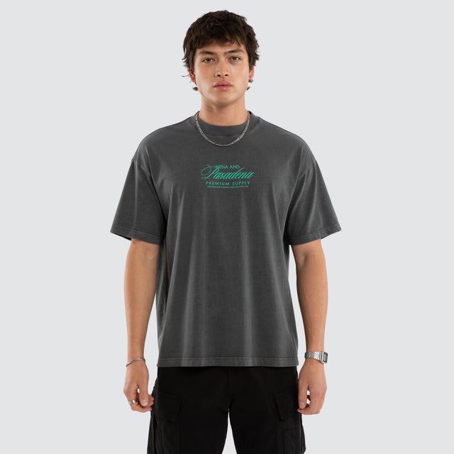 Model wears Sablefire Box Fit Tee Grey T-Shirts in Grey - Image 2