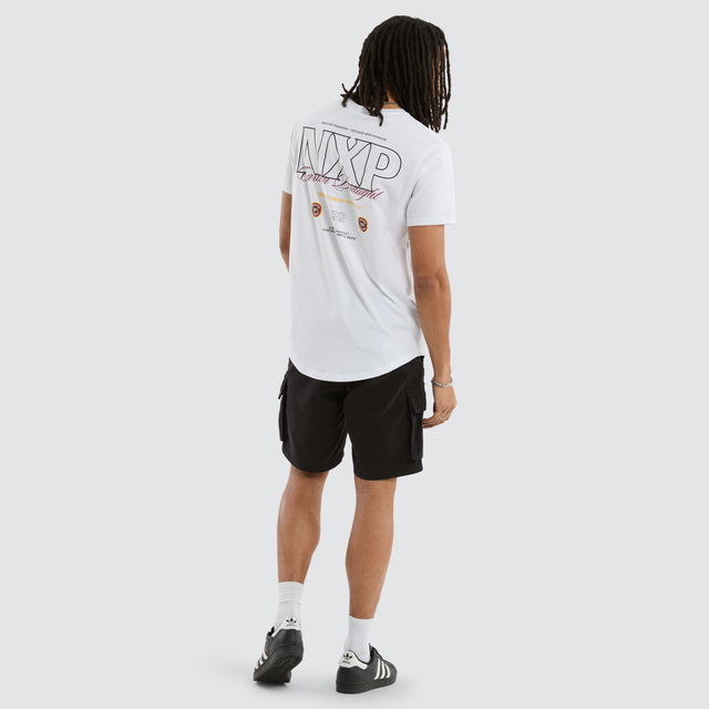 Model wears Carlton Draught General Dual Curved Tee Optical White T-Shirts in White - Image 4
