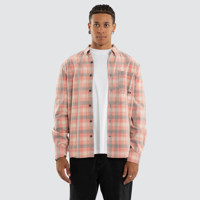 Boundary Longsleeve Shirt Poppy Red/Oatmeal Check