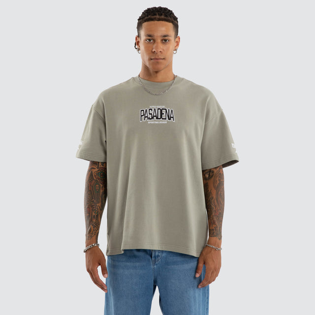 Model wears Miami Loopback Raptor Tee Shadow T-Shirts in Grey - Image 3