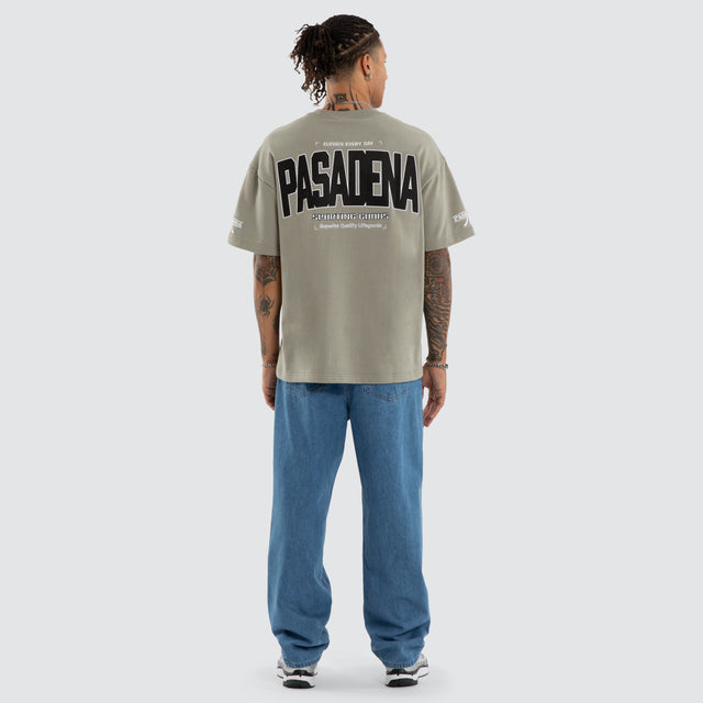 Model wears Miami Loopback Raptor Tee Shadow T-Shirts in Grey - Image 5