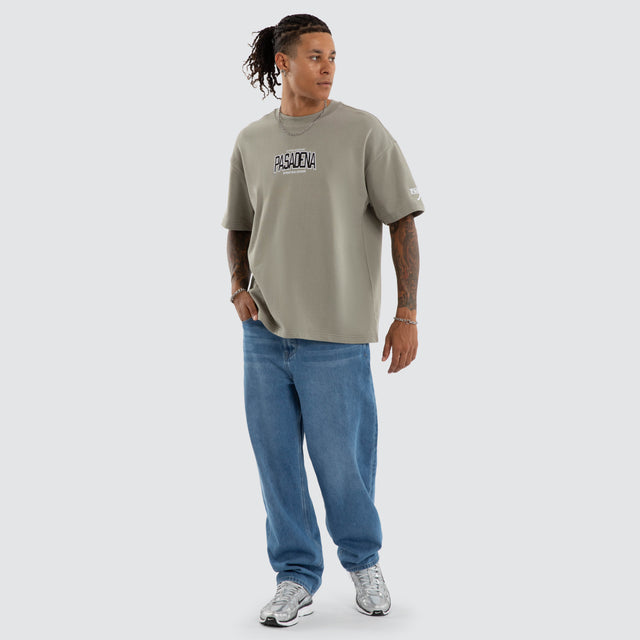 Model wears Miami Loopback Raptor Tee Shadow T-Shirts in Grey - Image 2