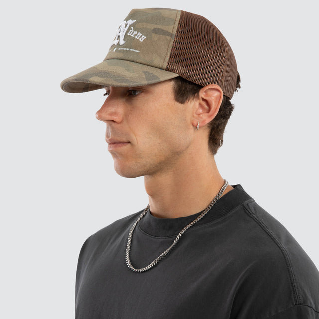Model wears Technical Trucker Cap Airwolf Camo Caps Camo – image 4