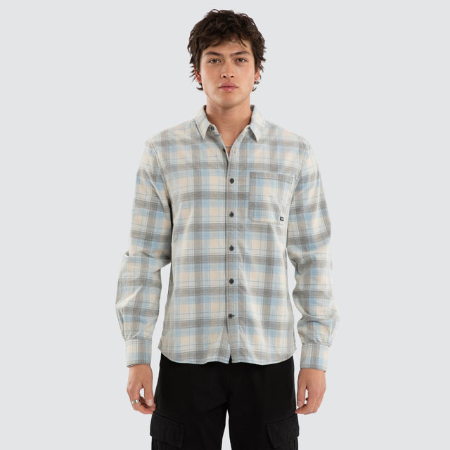 Border Longsleeve Shirt Skyway/Oatmeal Check