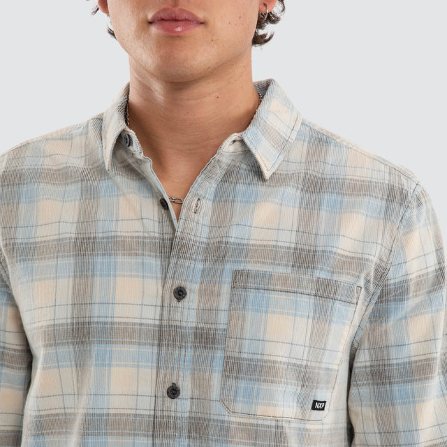 Border Longsleeve Shirt Skyway/Oatmeal Check