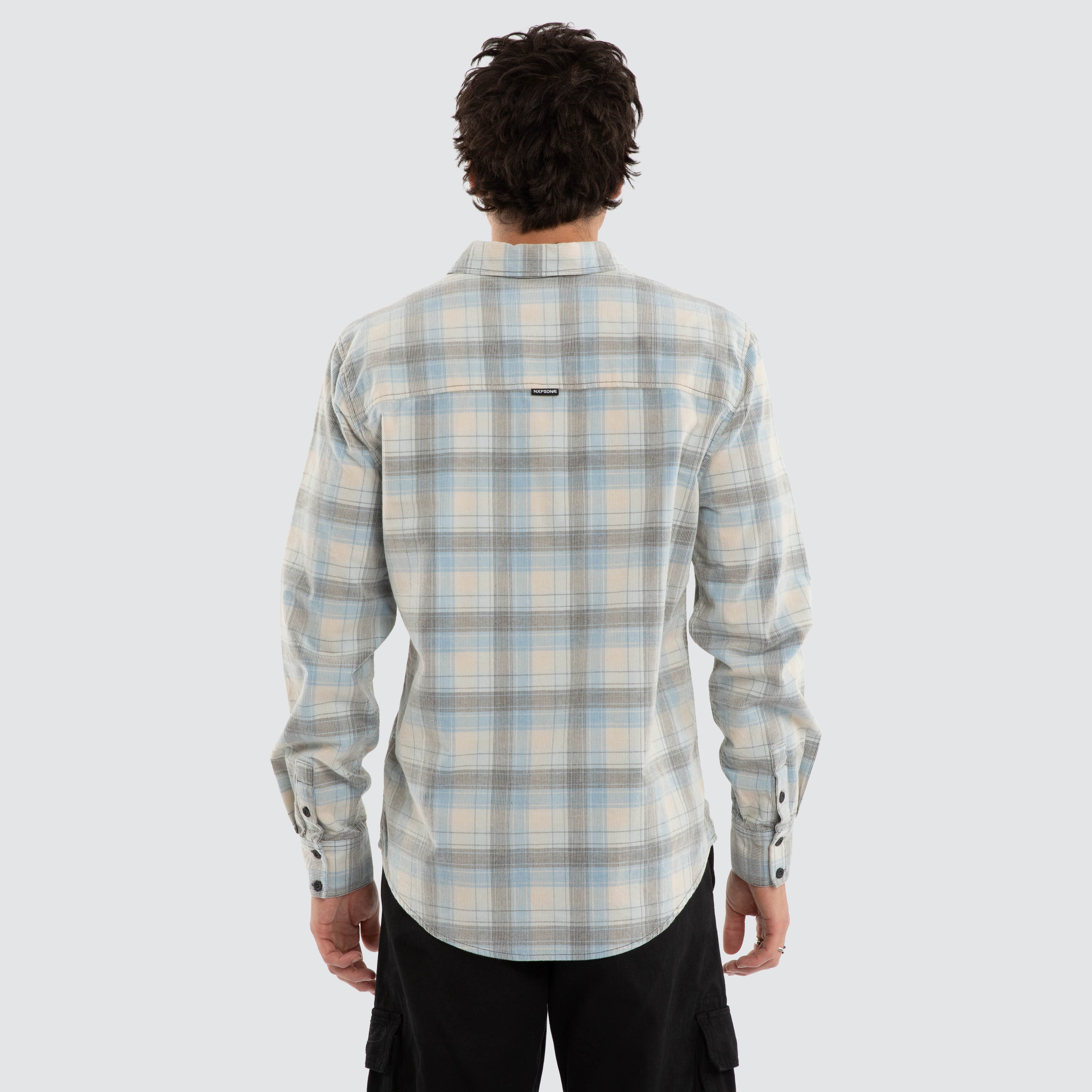 Border Longsleeve Shirt Blue & Beige Check | NXP