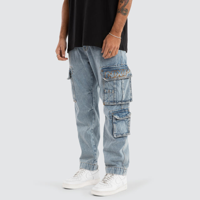 Colby Denim Cargo Pant Herring Blue