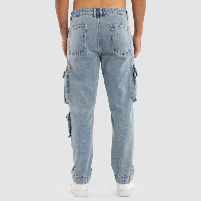 Colby Denim Cargo Pant Herring Blue