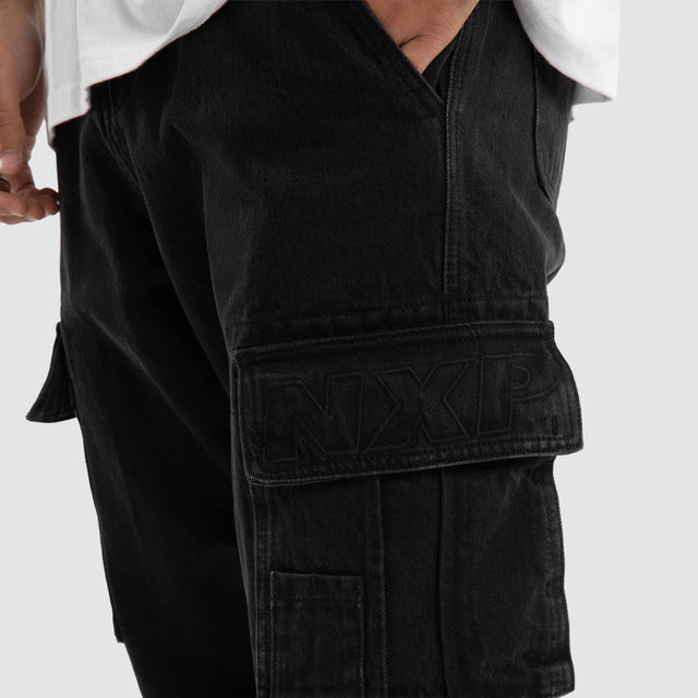 Colby Denim Cargo Pant Washed Black
