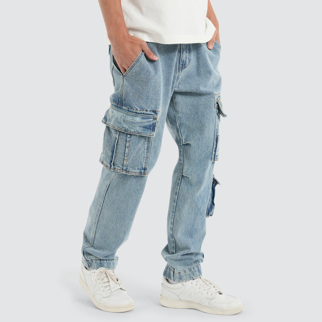 Colby Denim Cargo Pant Herring Blue