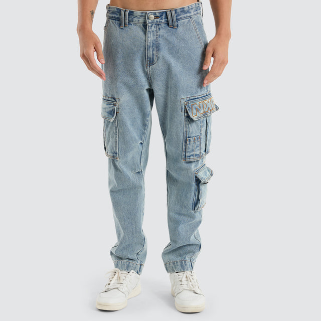 Colby Denim Cargo Pant Herring Blue