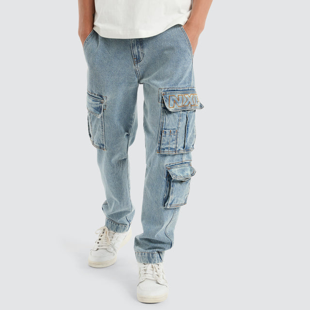 Colby Denim Cargo Pant Herring Blue