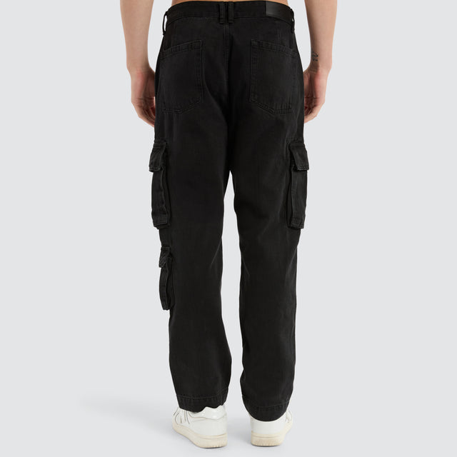 Colby Denim Cargo Pant Washed Black