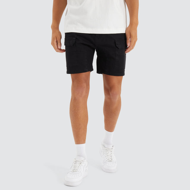 F100 Fine Twill Short Black