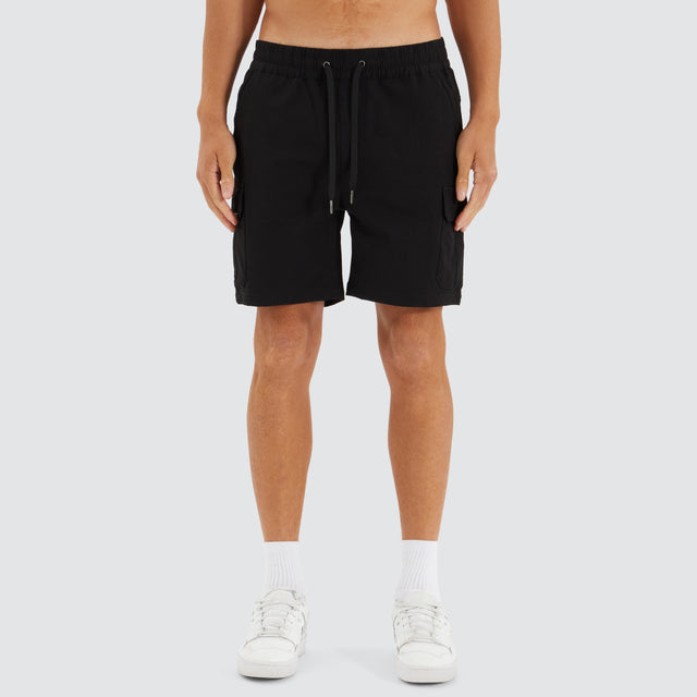 S150 Slim Stretch Cargo Short Black