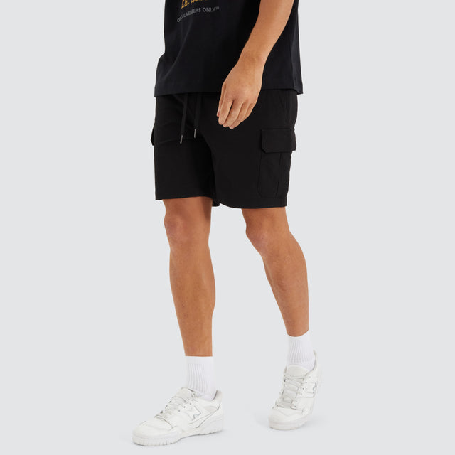 S150 Slim Stretch Cargo Short Black