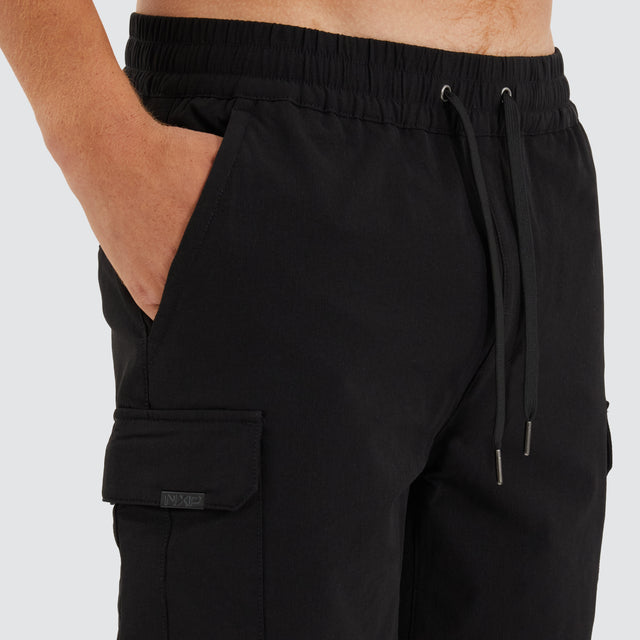 S150 Slim Stretch Cargo Short Black