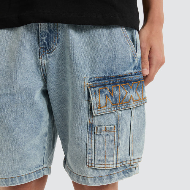 Colby Denim Cargo Short Herring Blue