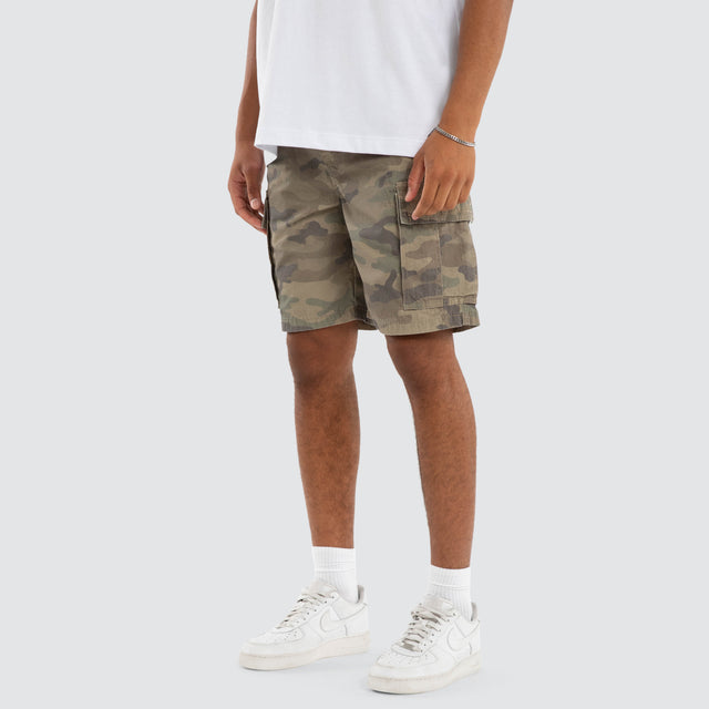 Model wears League Cargo Short Airwolf Camo Shorts Camo – image 1