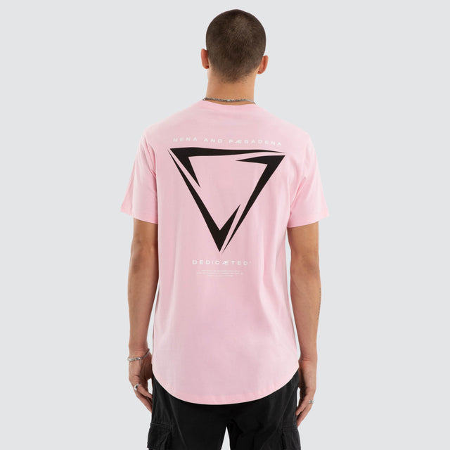 Model wears Inevitable Curved Hem Tee Orchid Pink T-Shirts in Pink - Image 1