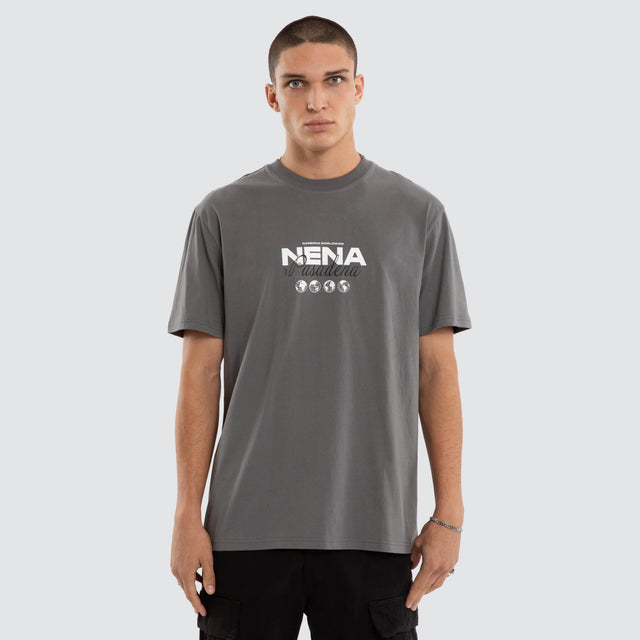 Model wears Weekend Relaxed Tee Grey T-Shirts in Grey - Image 3