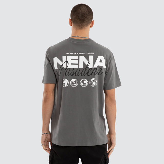 Model wears Weekend Relaxed Tee Grey T-Shirts in Grey - Image 1