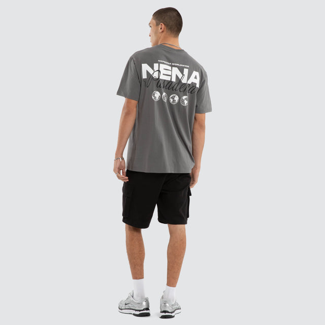 Model wears Weekend Relaxed Tee Grey T-Shirts in Grey - Image 5
