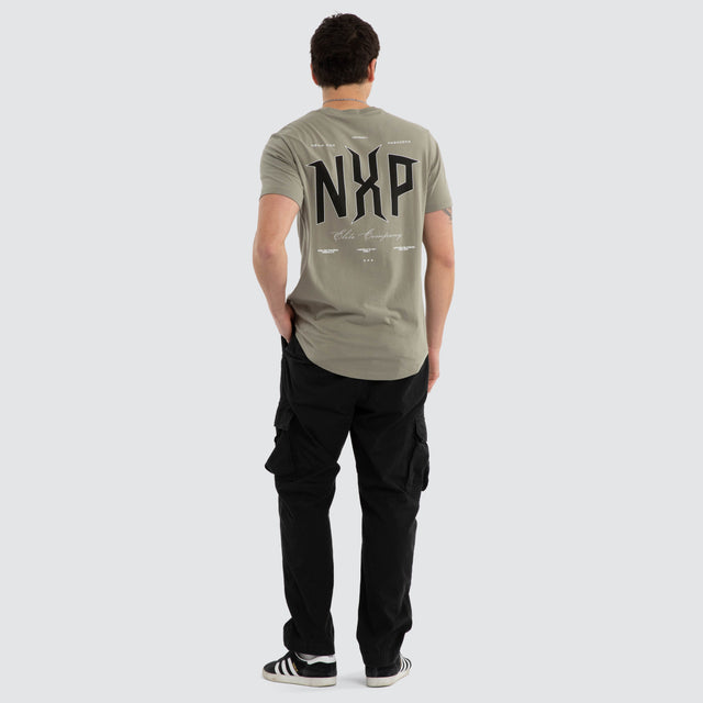 Model wears Dominate Dual Curved Tee Shadow T-Shirts White – image 5