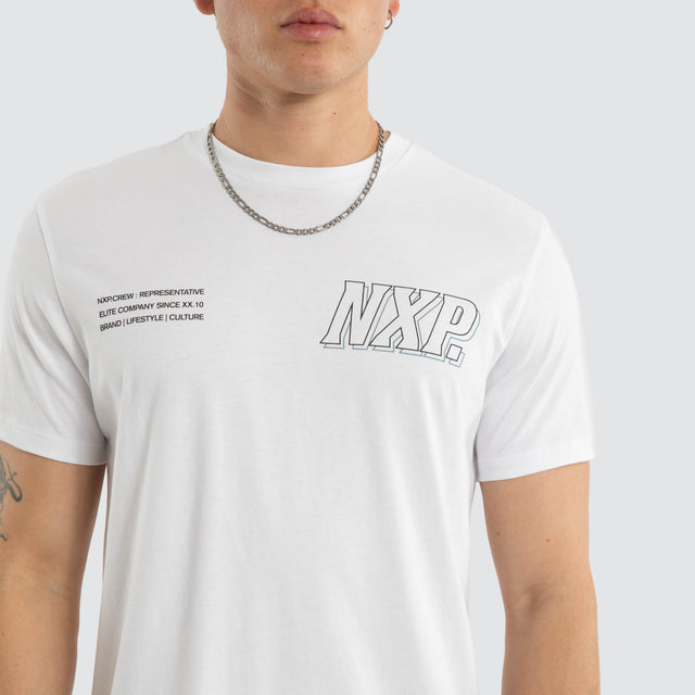 Model wears Burns Dual Curved Tee Optical White T-Shirts White – image 6