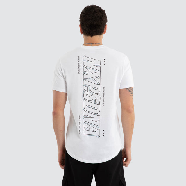Model wears Burns Dual Curved Tee Optical White T-Shirts White – image 1
